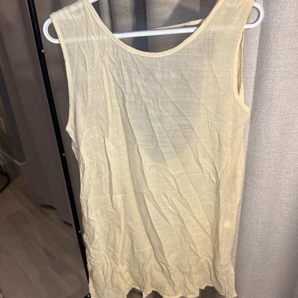 SHEIN Cream Sleeveless Tank Top with Relaxed Fit- POOL COVER UP